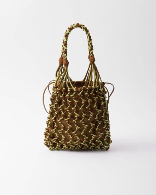 Prada Brown Small Noué Two-Tone Mesh Tote Bag