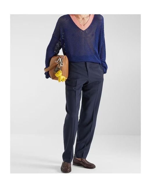 Fendi Blue Straight-Leg Pleated Tailored Pants for men