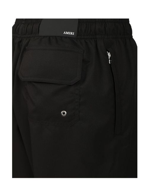 Amiri Black Drawstring Elastic Waistband Swim Trunks for men