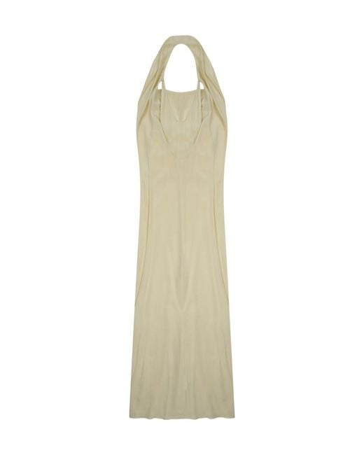 Alysi White Draped Halterneck Dress