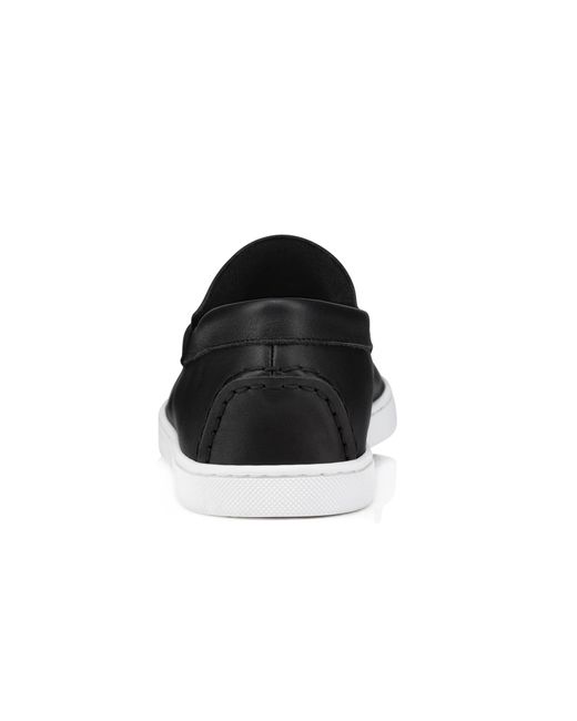 Christian Louboutin Black Chambeliboat Leather Boat Shoes for men