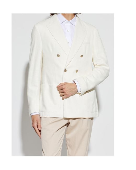 Eleventy White Double-Breasted Tailored Blazer for men