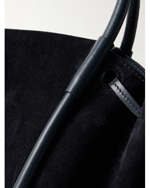 Proenza Schouler Black Large Leather-Trimmed Ruched Suede Tote