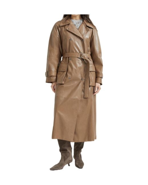 Brunello Cucinelli Natural Leather Trench Coat
