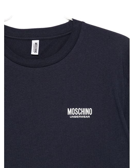 Moschino Blue Logo-Detail Cotton T-Shirt for men