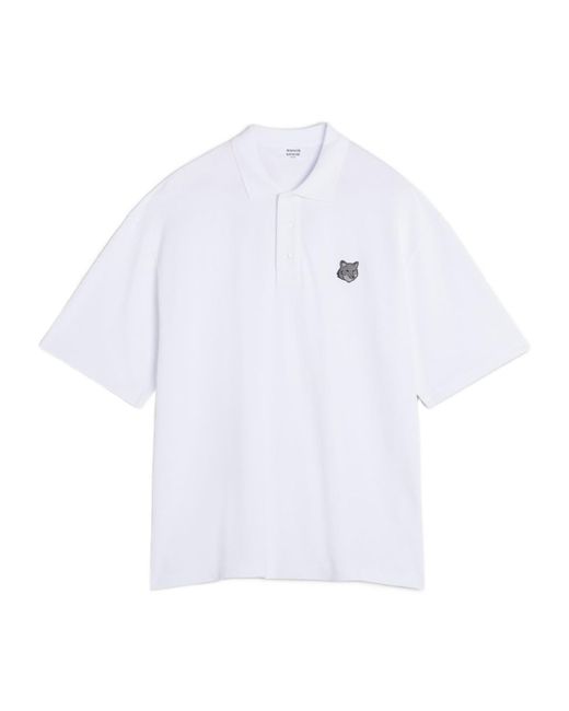 Maison Kitsuné White Bold Fox Head-Patch Polo Shirt for men