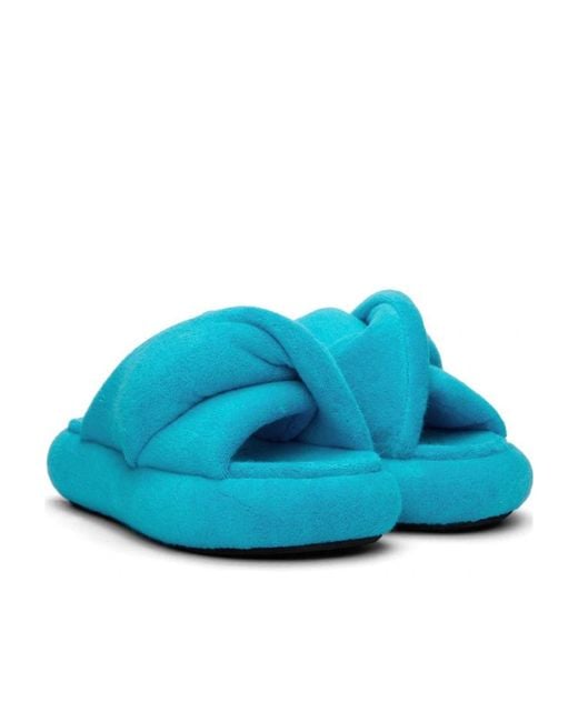 J.W. Anderson Blue Bumper Twist Twisted Pleated Detail Slippers