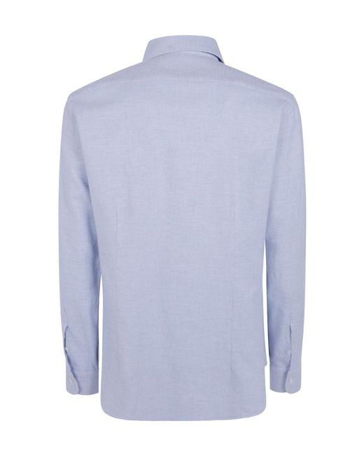 Barba Napoli Blue Long-Sleeved Shirt for men
