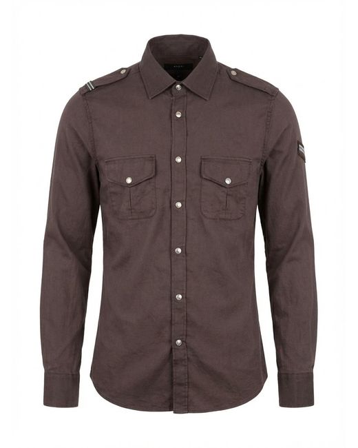 Gucci Brown Long-Sleeved Logo Shirt for men