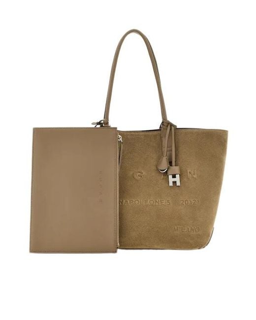 Hogan Natural Address Logo-Embossed Tote Bag