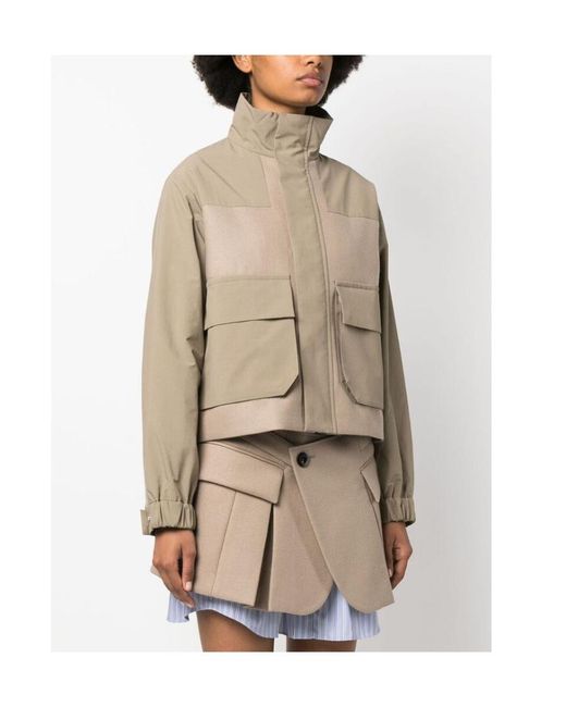 Sacai Natural Pleated Panelled Jacket