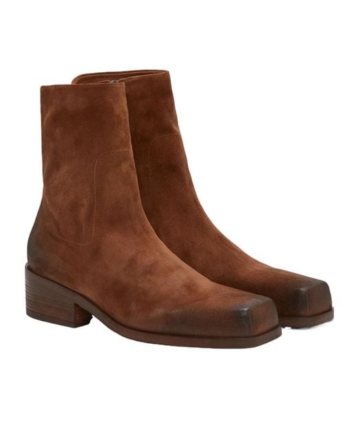 Marsèll Brown Marsèll Cassello Square Toe Ankle Boots for men