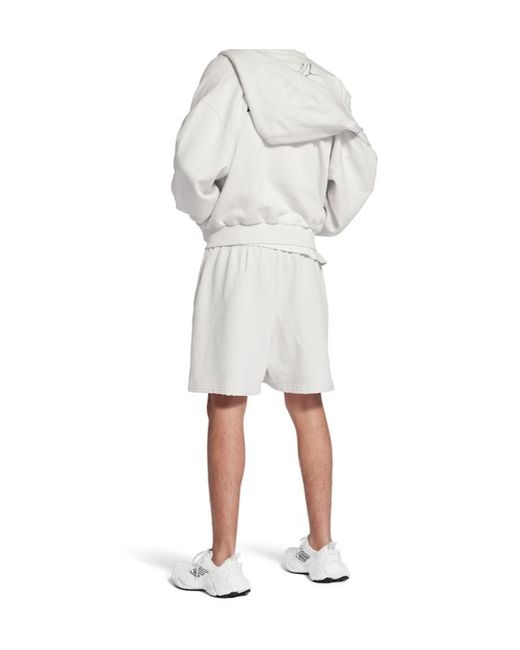 Balenciaga White Logo Embroidered Bermuda Shorts for men