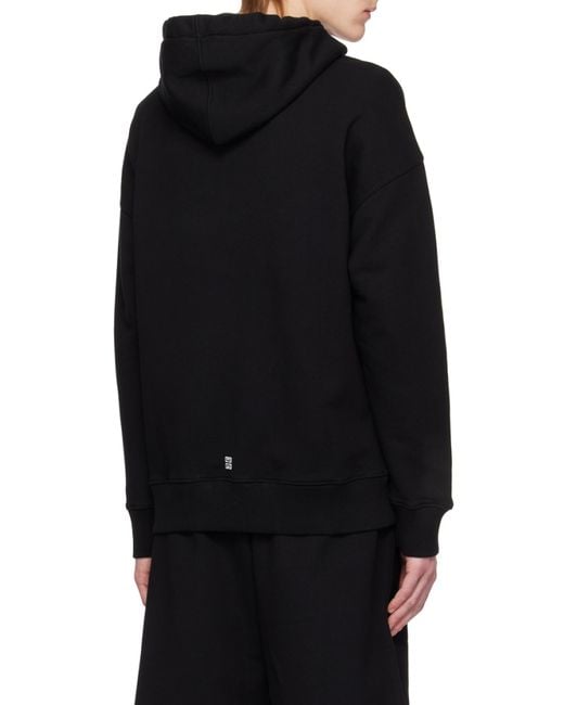 Givenchy Black Logo Printed Drawstring Hoodie for men