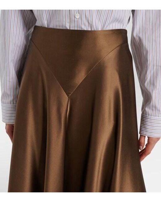 Altuzarra Brown Ames Silk Satin Midi Skirt