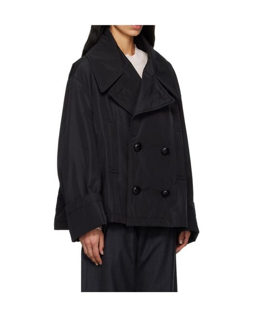 MM6 by Maison Margiela Black Double Breasted Long-Sleeve Casual Jacket