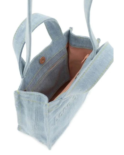 Acne Blue Logo Embossed Denim Tote Bag