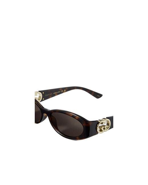 Gucci White Eyewear Oval Logo-Detail Sunglasses