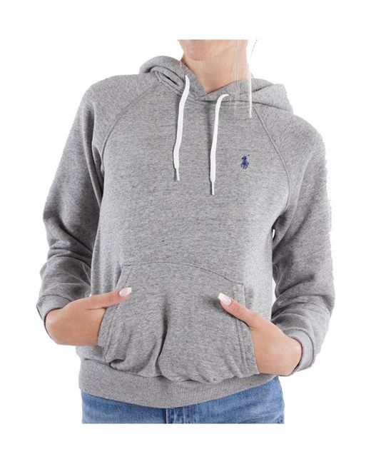 Polo Ralph Lauren Gray Pony Embroidered Drawstring Hoodie