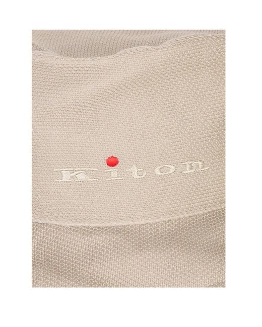 Kiton White Logo-Embroidered Bucket Hat for men