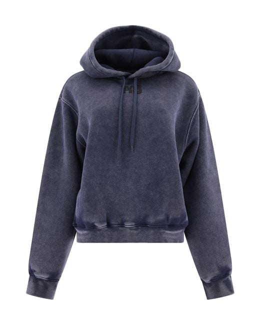 Alexander Wang Blue T By Structured Terry Puff Logo Hoodie