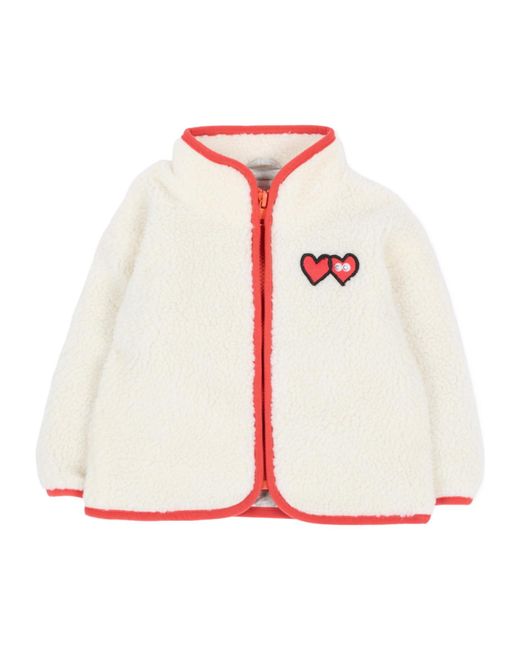 Stella McCartney White Heart-Patch Fleece Jacket
