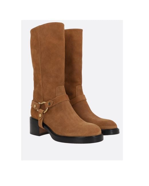 Chloé Brown Chloé Round-Toe Ankle Boots