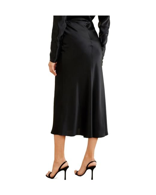 Galvan Black Valetta Satin Midi Skirt