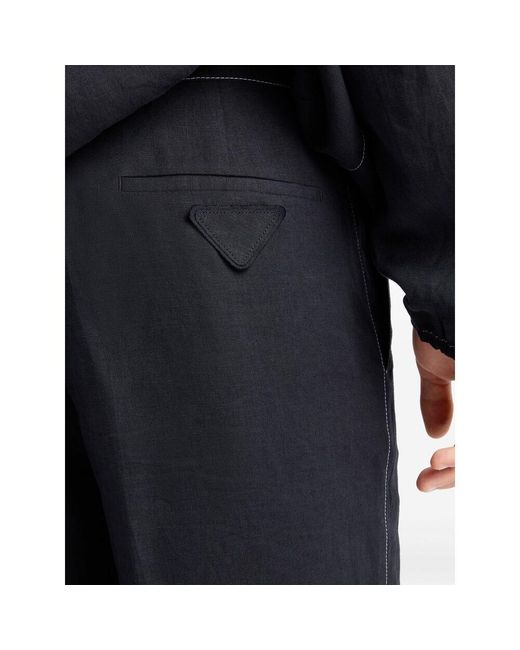 Prada Blue Logo-Patch Bermuda Shorts for men