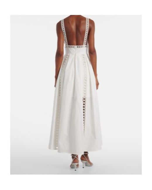 Elie Saab White Embroidered Cotton-Blend Midi Dress