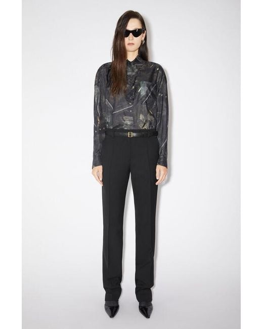 Acne Black Mid-Rise Tailored Trousers