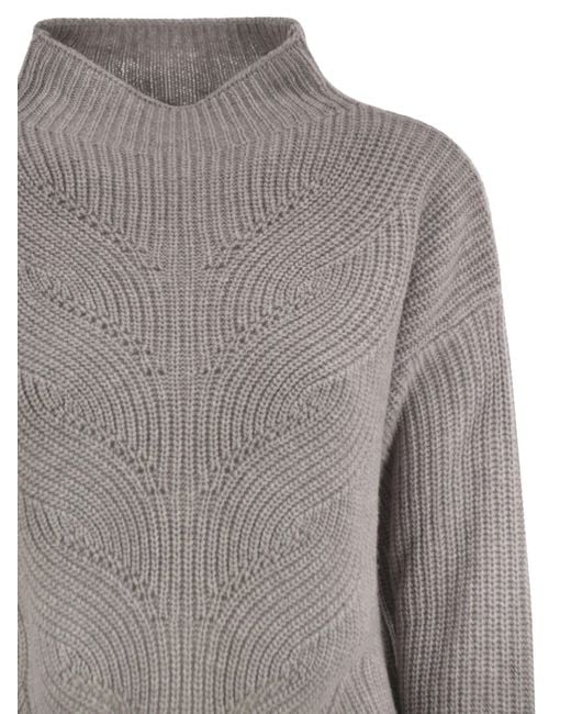 Herno Gray Textured Mock-Neck Knitted Jumper