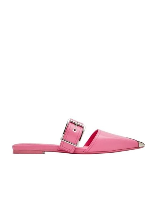 McQueen Pink Punk Flat Mules