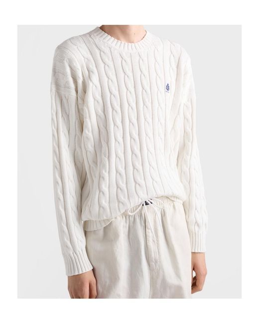 Prada White Logo-Embroidered Crewneck Jumper for men