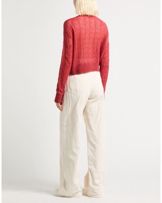 Brunello Cucinelli Red Solid Color Lightweight Knit Cardigan