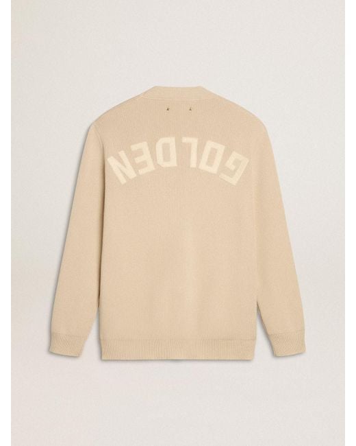 Golden Goose Deluxe Brand Natural Logo Lettering Buttoned Cardigan for men