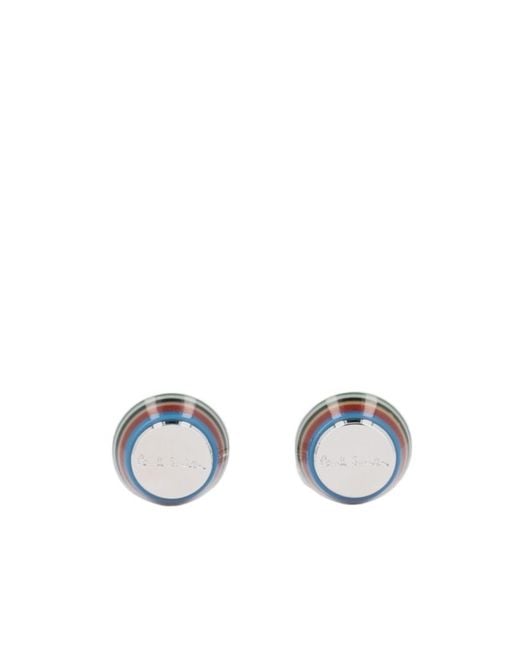 Paul Smith White Tapered Stripe Cufflinks for men