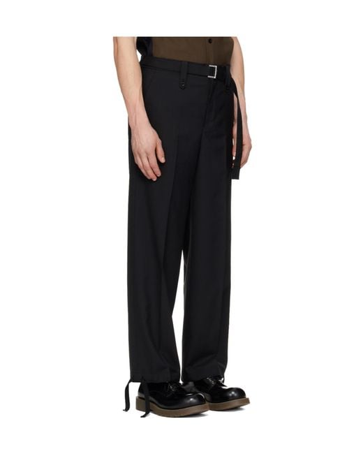 Sacai Black Wool Blend Casual Pants for men