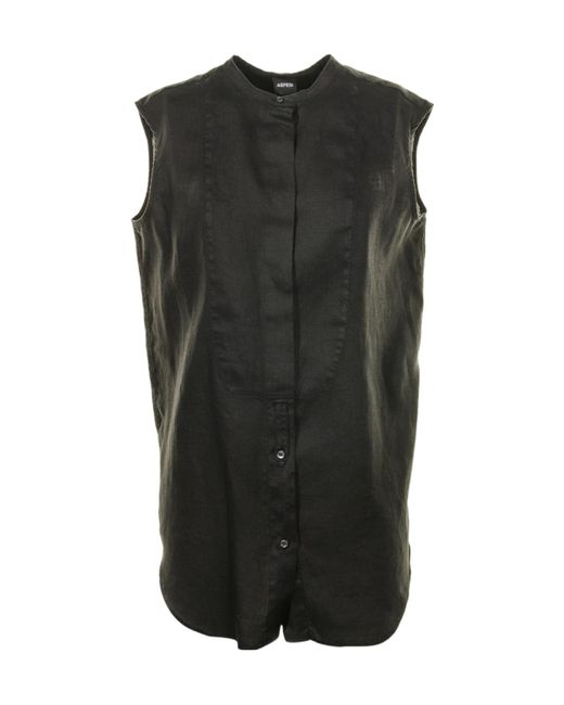 Aspesi Black Buttoned-Up Sleeveless Top