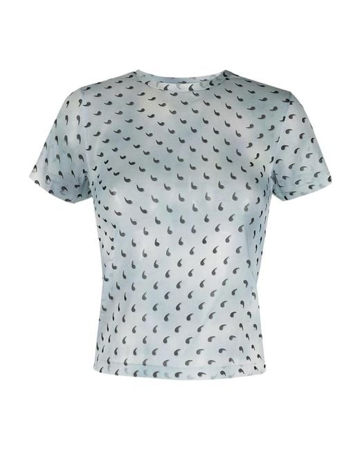 Maison Margiela Blue Quotation Mark Sheer Top