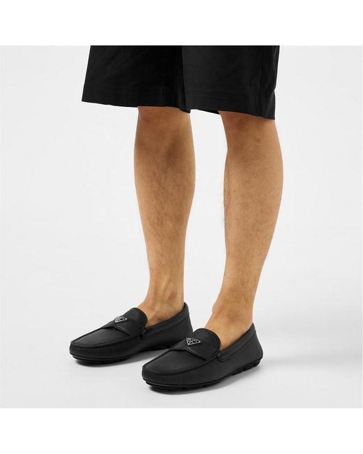 Prada Black Leather Drive Loafers for men