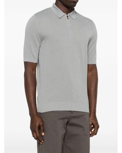 Eleventy Gray Zip Polo Shirt for men