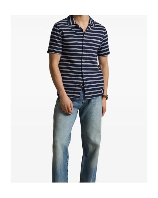 Polo Ralph Lauren Blue Striped Knit Sport Shirt for men