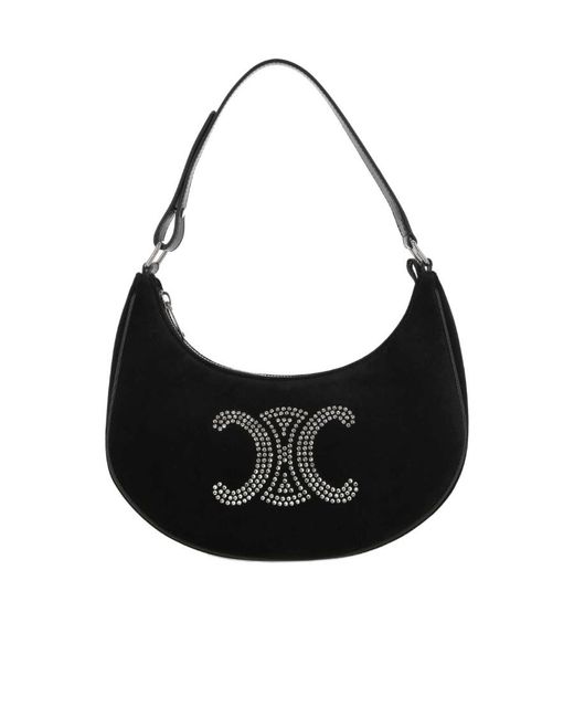 Céline Black Logo Zipper Shoulder Bag
