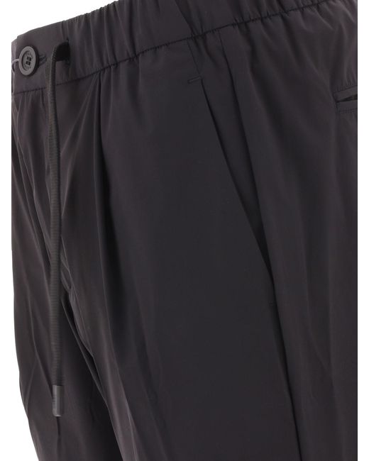 Herno Black Drawstring-Waist Trousers for men