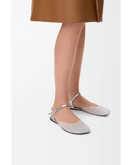 Loewe White Toy Ankle Strap Ballerinas