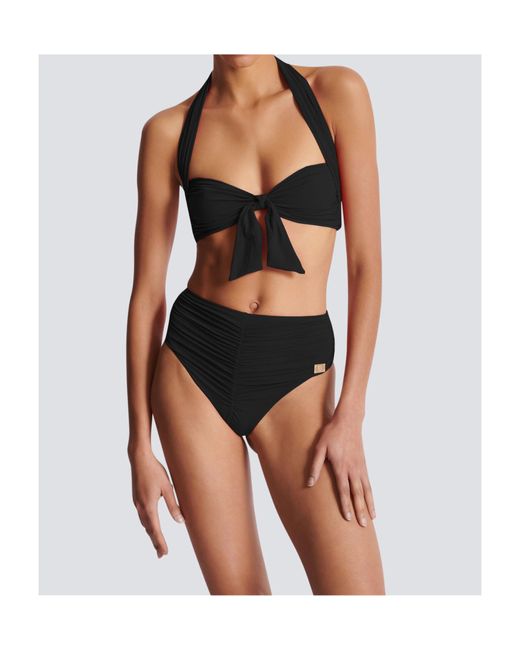 Balmain Black Plain Two Piece Swimsuit