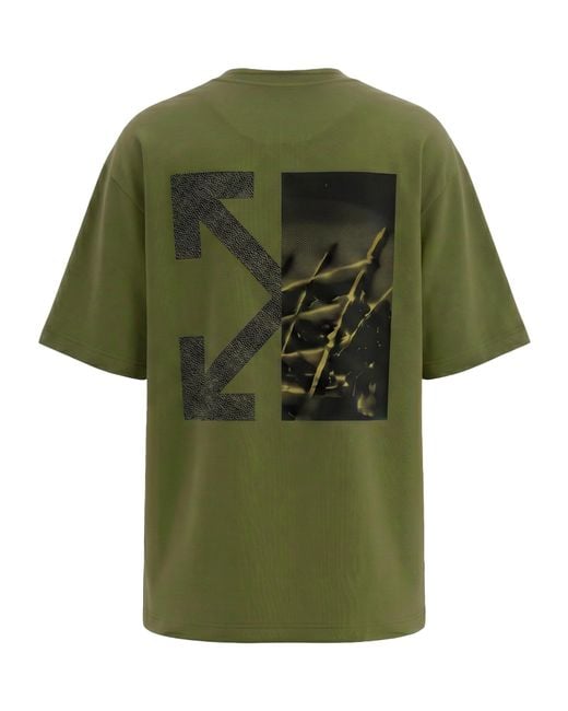 Off-White c/o Virgil Abloh Green Oversized Cotton T-Shirt for men