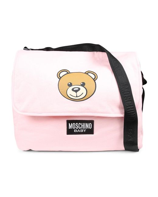 Moschino Pink Teddy Bear-Print Changing Bag