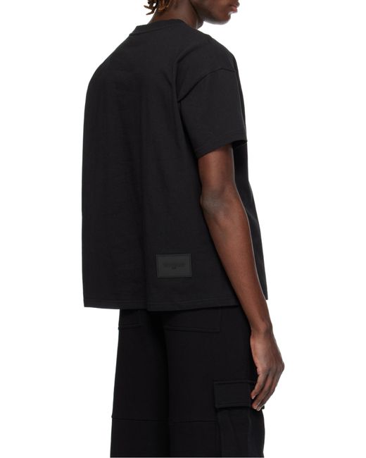 we11done Black Logo-Print Cotton T-Shirt for men